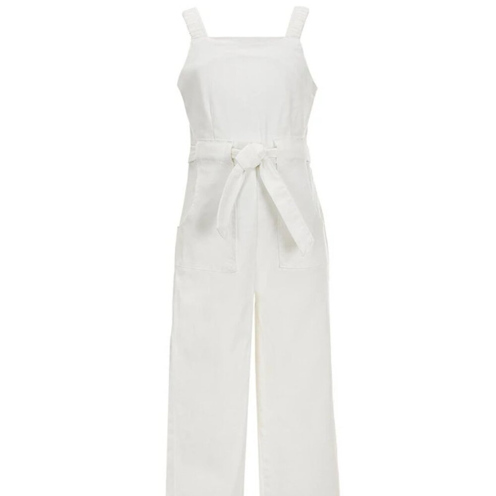 Copper Key Size 12 Big Girls Tie Waist Denim Jumpsuit